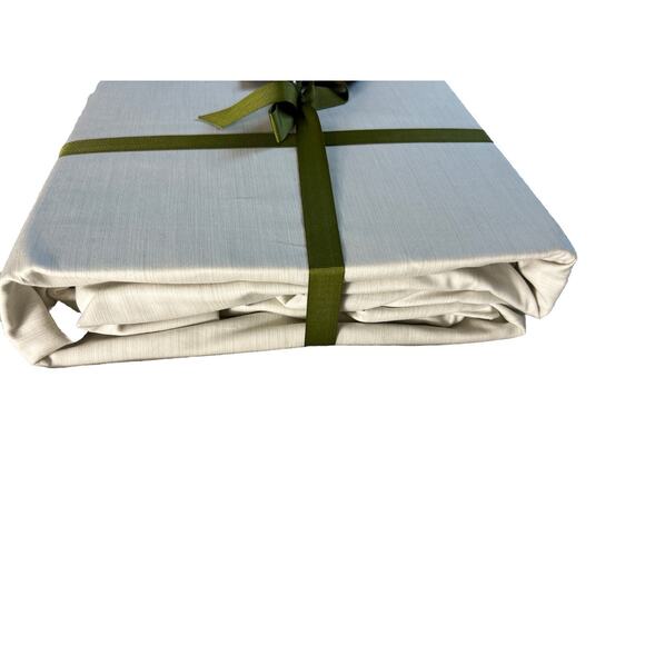 Michael Aram Striated Band 400 TC Cotton Queen Fitted Sheet Ivory Natural - Picture 7 of 7